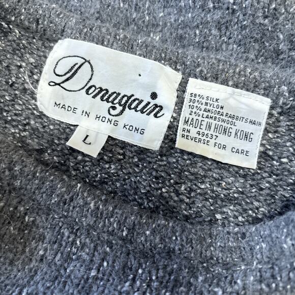 Donagain VTG Silk Wool Blend 3D Sweater Size L Indie Cottage Retro Monochrome - Picture 4 of 9